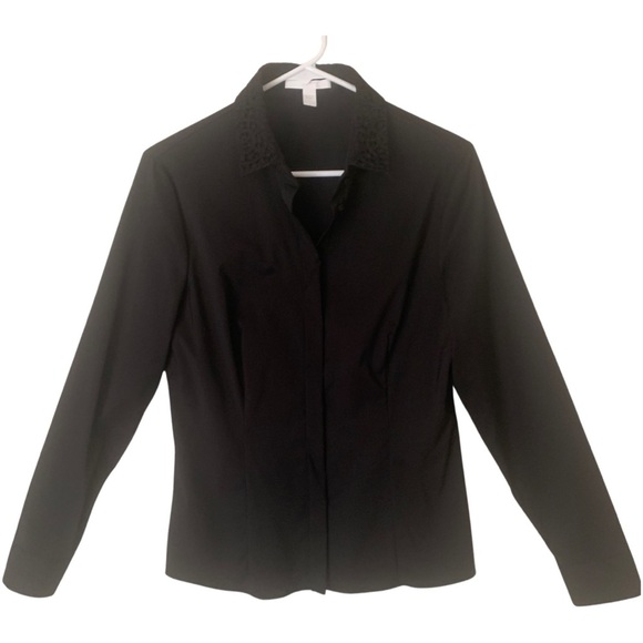 HUGO BOSS “Boresa” Blouse Stretch Poplin Lace Collar - Picture 13 of 16